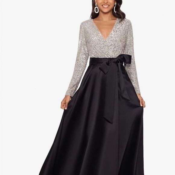 Xscape 3352X Long Sleeve Sequin Top Ballgown Skirt size 8 - Picture 4 of 10